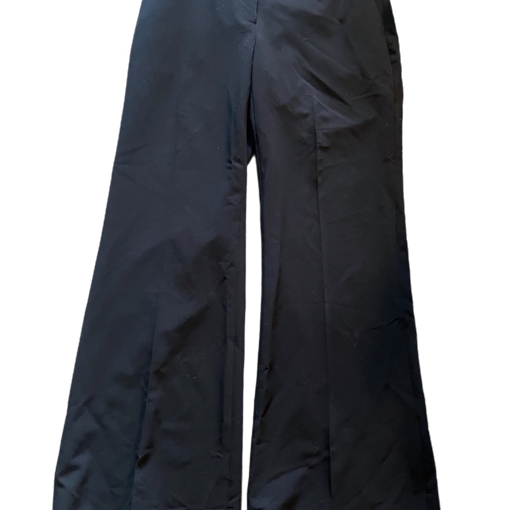 Black high waist cuff work Office business flare conservative trouser pants